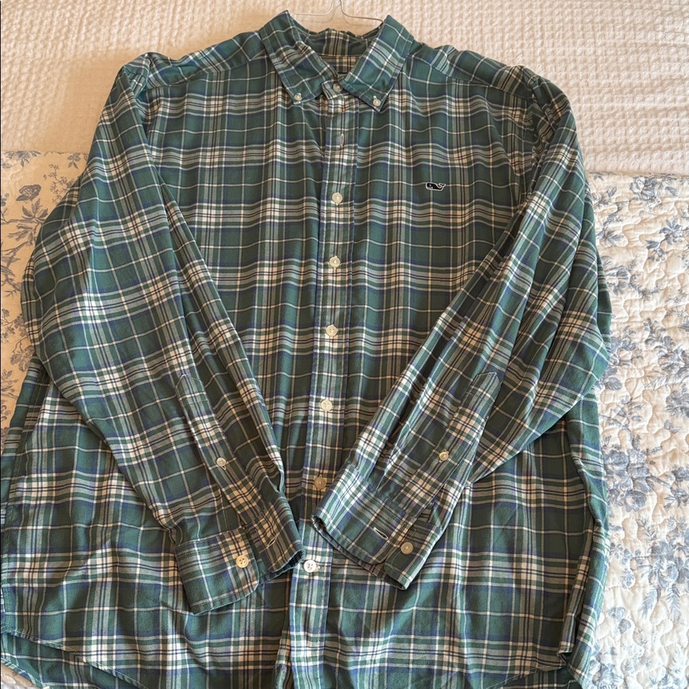 Green Flannel Vineyard Vines Shirt Preppy